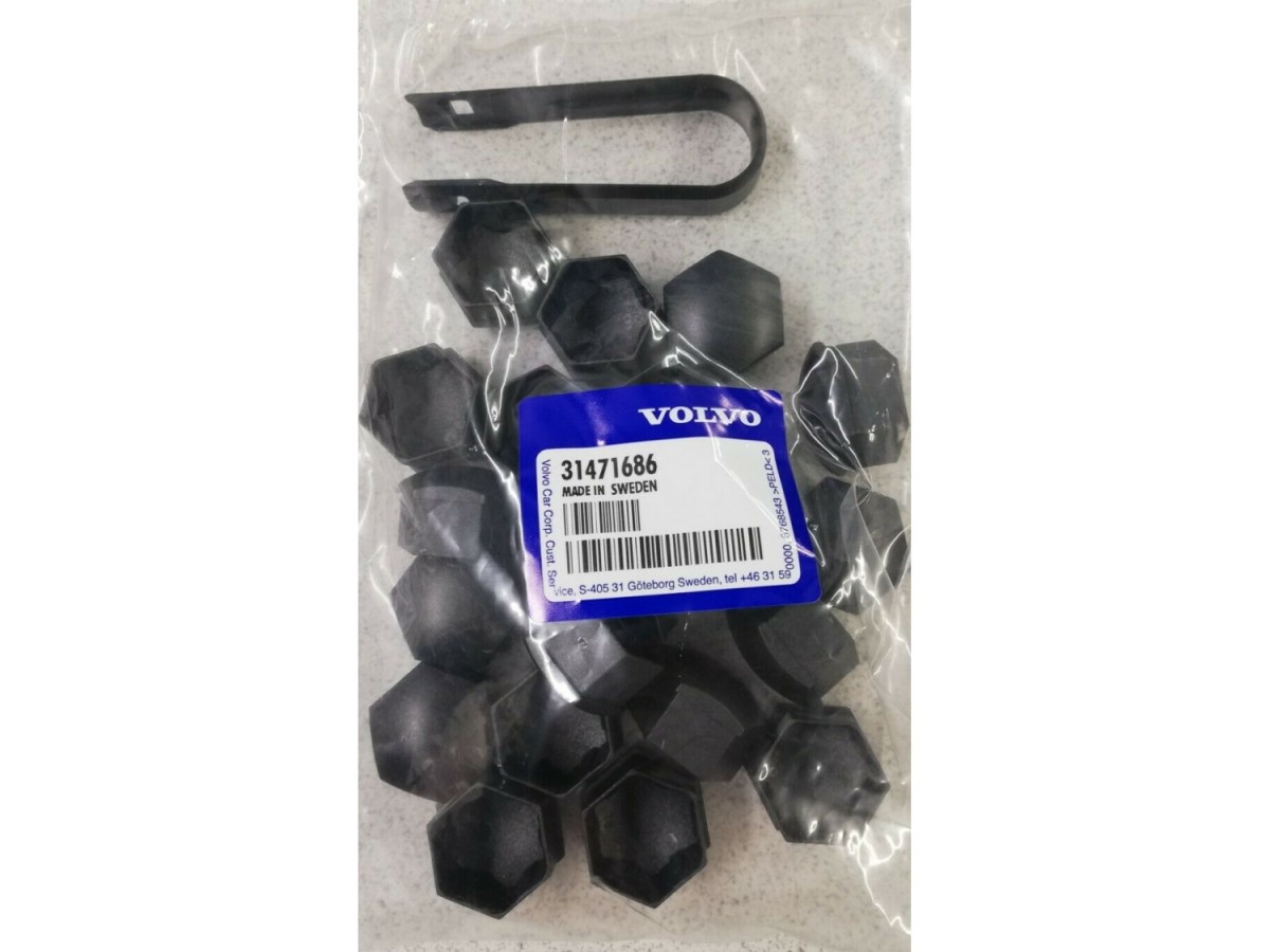 Genuine Volvo Lug Nuts Plastic Caps Kit of Twenty Tech Grey Matte 31471686 Volvo